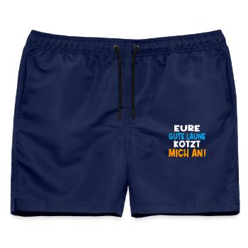 Eure gute Laune kotzt mich an! - Männer Badeshorts - Navy - Vorne - AI Model Male 178 light (178cm)