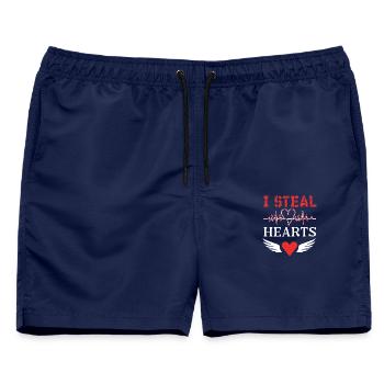 Festliches Herzschlag-Feier-Design - Männer Badeshorts - Navy - Vorne - AI Model Male 178 light (178cm)