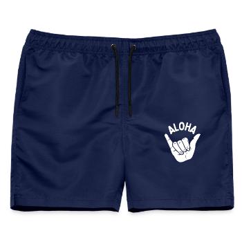 ALOHA Shaka Zeichen Surf T-Shirt - Männer Badeshorts - Navy - Vorne - AI Model Male 178 light (178cm)