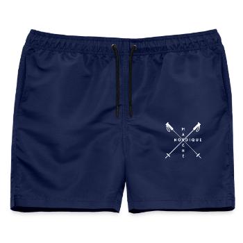 Nordic Walking T-Shirt mit gekreuzten Stangen - Männer Badeshorts - Navy - Vorne - AI Model Male 178 light (178cm)