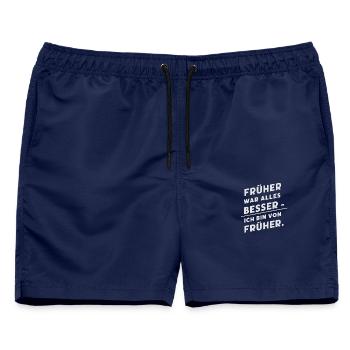 Früher war alles besser - ich bin von früher - Männer Badeshorts - Navy - Vorne - AI Model Male 178 light (178cm)