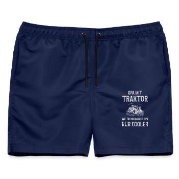 Bauer Opa Traktor Lustig Geschenk - Männer Badeshorts - Navy - Vorne - AI Model Male 178 light (178cm)