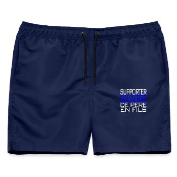 Unterstützung von Auxerre Vater und Sohn - Männer Badeshorts - Navy - Vorne - AI Model Male 178 light (178cm)
