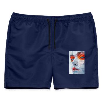 Fractemora - Männer Badeshorts - Navy - Vorne - AI Model Male 178 light (178cm)