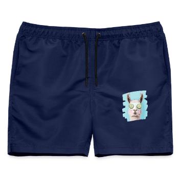 Lama Alpaka Beauty Selfcare Maske - Männer Badeshorts - Navy - Vorne - AI Model Male 178 light (178cm)