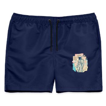 Cosmic Nostalgia - Männer Badeshorts - Navy - Vorne - AI Model Male 178 light (178cm)