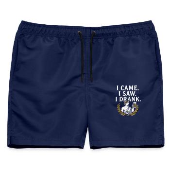 I Came I Saw I Drank – Lustiges Bier Spruchshirt i - Männer Badeshorts - Navy - Vorne - AI Model Male 178 light (178cm)