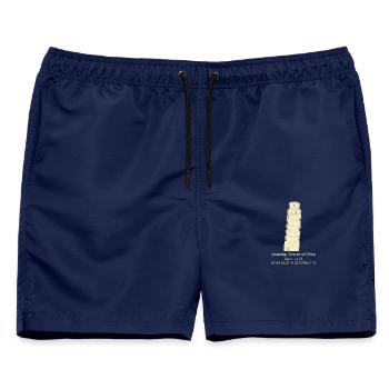 Schiefer Turm von Pisa, Italien, Koordinaten - Männer Badeshorts - Navy - Vorne - AI Model Male 178 light (178cm)