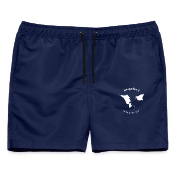 Helgoland - Insel Nordsee Maritim Ostsee Meer - Männer Badeshorts - Navy - Vorne - AI Model Male 178 light (178cm)