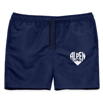 Alpen HerzTypo  - Männer Badeshorts - Navy - Vorne - AI Model Male 178 light (178cm)