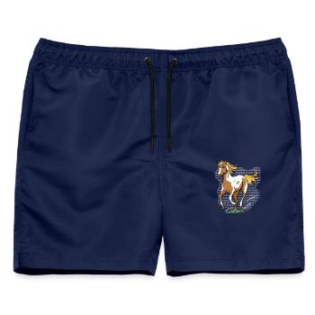 Running Horse - Männer Badeshorts - Navy - Vorne - AI Model Male 178 light (178cm)