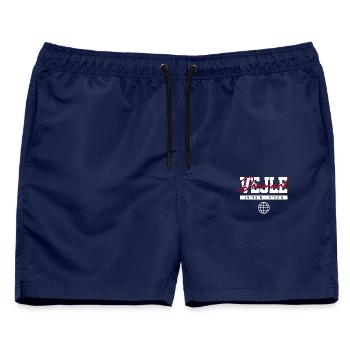 Vejle Dänemark Koordinaten Reise Souvenir - Männer Badeshorts - Navy - Vorne - AI Model Male 178 light (178cm)