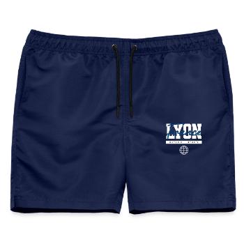 Lyon Frankreich Koordinaten Reise Souvenir - Männer Badeshorts - Navy - Vorne - AI Model Male 178 light (178cm)