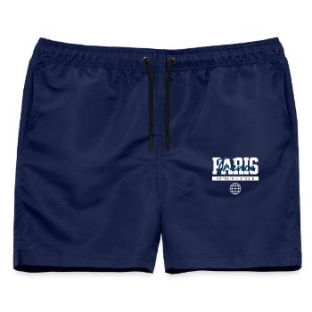 Paris Frankreich Koordinaten Reise Souvenir - Männer Badeshorts - Navy - Vorne - AI Model Male 178 light (178cm)