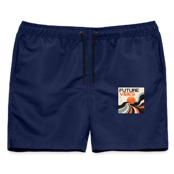 Zukunfts Vibes Retrostil - Männer Badeshorts - Navy - Vorne - AI Model Male 178 light (178cm)