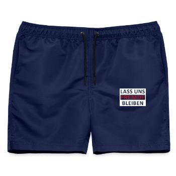 Lass uns Fremde bleiben. - Männer Badeshorts - Navy - Vorne - AI Model Male 178 light (178cm)