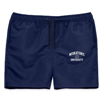 Miskatonic University - Männer Badeshorts - Navy - Vorne - AI Model Male 178 light (178cm)