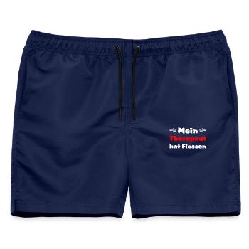 Mein Therapeut hat Flossen - Männer Badeshorts - Navy - Vorne - AI Model Male 178 light (178cm)