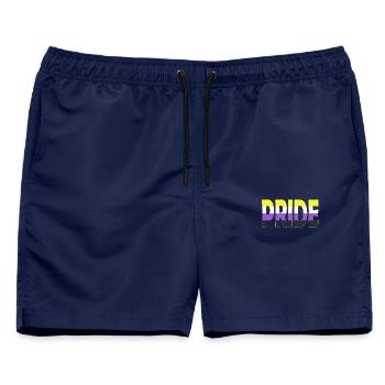 Pride Schriftzug Non-Binary Nichtbinär LGBTQ - Männer Badeshorts - Navy - Vorne - AI Model Male 178 light (178cm)
