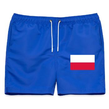 Aufkleber Flagge von Polen Polen Polen Pologne - Männer Badeshorts - Royalblau - Vorne - AI Model Male 178 light (178cm)