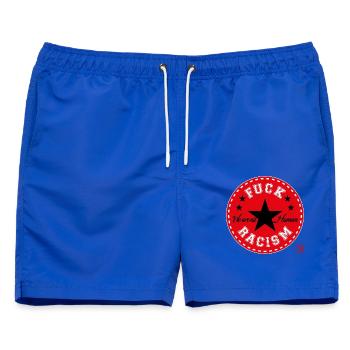 FUCK RACISM - Männer Badeshorts - Royalblau - Vorne - AI Model Male 178 light (178cm)