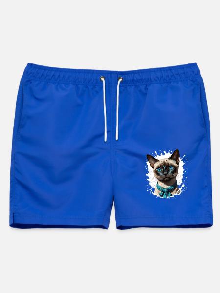 Siamkatze mit Blauem Halstuch - Männer Badeshorts - Royalblau