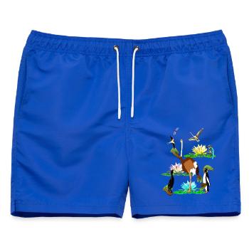 die bunte Welt der Vögel Seerosen Libelle - Männer Badeshorts - Royalblau - Vorne - AI Model Male 178 light (178cm)