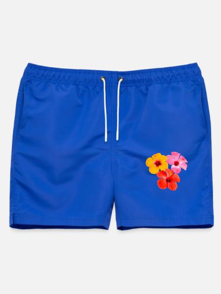 Hibiskus Trio - Tropische Blüten - Männer Badeshorts - Royalblau