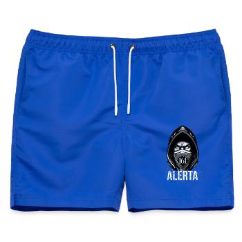 Alerta 161 | Aktivistisches Statement - Männer Badeshorts - Royalblau - Vorne - AI Model Male 178 light (178cm)