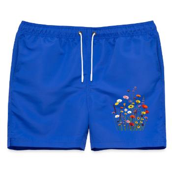 bunte Blumen - Männer Badeshorts - Royalblau - Vorne - AI Model Male 178 light (178cm)