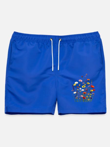 bunte Blumen - Männer Badeshorts - Royalblau