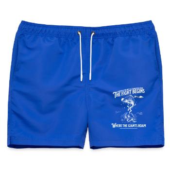 Giant Carp Battle Misty Bivvy Angler Fishing Shirt - Männer Badeshorts - Royalblau - Vorne - AI Model Male 178 light (178cm)