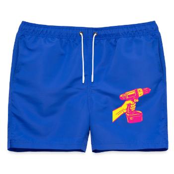Heimwerker Pop-Art - Männer Badeshorts - Royalblau - Vorne - AI Model Male 178 light (178cm)