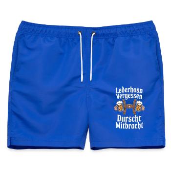 Bayerisches Bierzelten Spruch Bayern Lederhose - Männer Badeshorts - Royalblau - Vorne - AI Model Male 178 light (178cm)