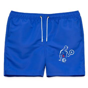 Muskeltraining mit Hantel und Scheibe - Männer Badeshorts - Royalblau - Vorne - AI Model Male 178 light (178cm)