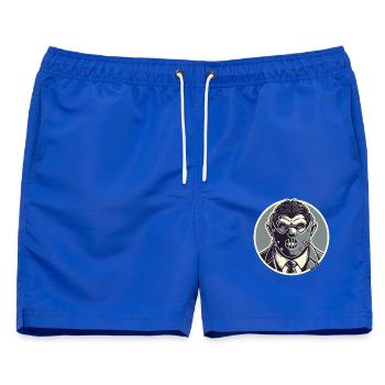 Horror-inspiriertes Gentleman-Maskendesign - Männer Badeshorts - Royalblau - Vorne - AI Model Male 178 light (178cm)