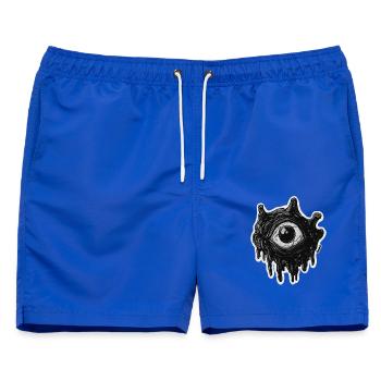Schwarze Tintenaugenillustration - Männer Badeshorts - Royalblau - Vorne - AI Model Male 178 light (178cm)
