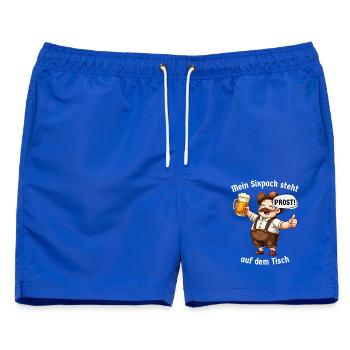 Mein Sixpack steht auf dem Tisch bayrischer Spruch - Männer Badeshorts - Royalblau - Vorne - AI Model Male 178 light (178cm)