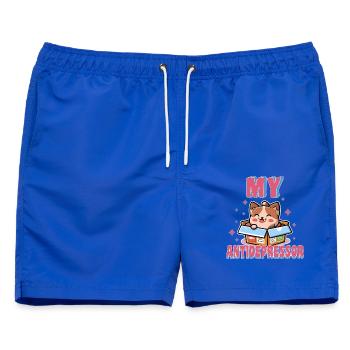 Kitten Joy Anti-Depression Humor-Tier - Männer Badeshorts - Royalblau - Vorne - AI Model Male 178 light (178cm)