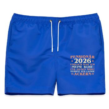 Kollege Abschied Pension 2026 - Pensionär - Männer Badeshorts - Royalblau - Vorne - AI Model Male 178 light (178cm)
