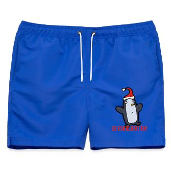 Es eskaliert eh! - Männer Badeshorts - Royalblau - Vorne - AI Model Male 178 light (178cm)