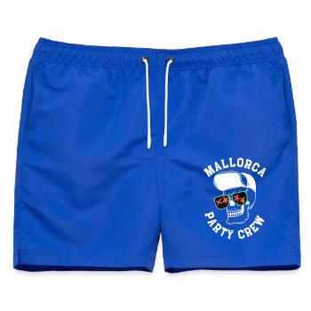 Es eskaliert eh! - Männer Badeshorts - Royalblau - Vorne - AI Model Male 178 light (178cm)