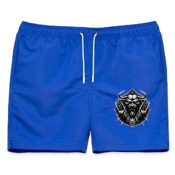 Eisernes Bullenwappen - Männer Badeshorts - Royalblau - Vorne - AI Model Male 178 light (178cm)
