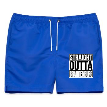 Straight Outta Brandenburg - Männer Badeshorts - Royalblau - Vorne - AI Model Male 178 light (178cm)