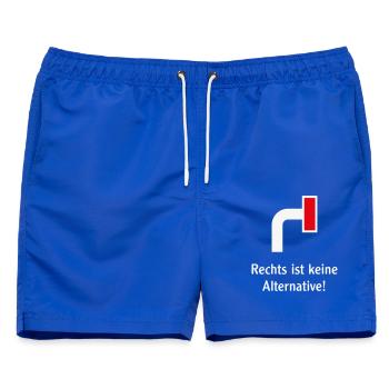 Rechts Ist Keine Alternative! (Gegen Rechts / V2) - Männer Badeshorts - Royalblau - Vorne - AI Model Male 178 light (178cm)