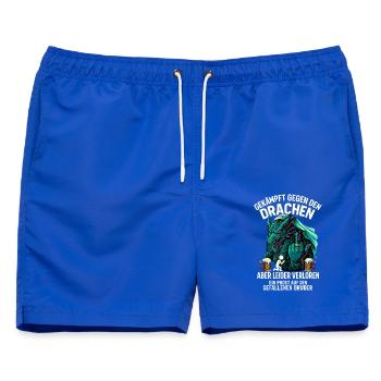 Gekämpft gegen den Drachen JGA Shirt - Männer Badeshorts - Royalblau - Vorne - AI Model Male 178 light (178cm)