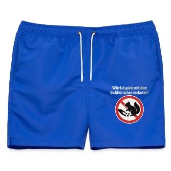 Eichhörnchen Würfelspiel Verbotsschild Gag - Männer Badeshorts - Royalblau - Vorne - AI Model Male 178 light (178cm)