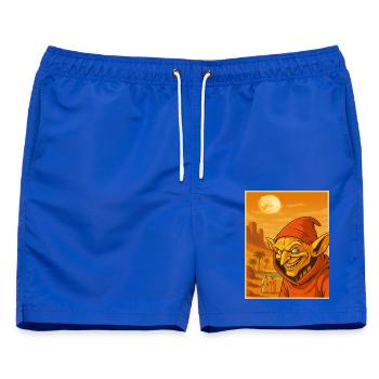 Kobold in der Wüste im Sonnenuntergang - Männer Badeshorts - Royalblau - Vorne - AI Model Male 178 light (178cm)