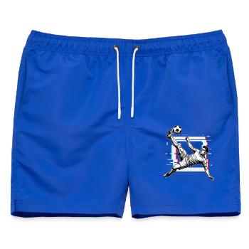 Fussball Schuss Fallrueckzieher Seitfallzieher - Männer Badeshorts - Royalblau - Vorne - AI Model Male 178 light (178cm)