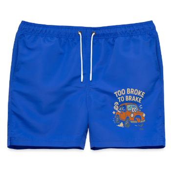 Zu pleite zum Bremsen - Männer Badeshorts - Royalblau - Vorne - AI Model Male 178 light (178cm)